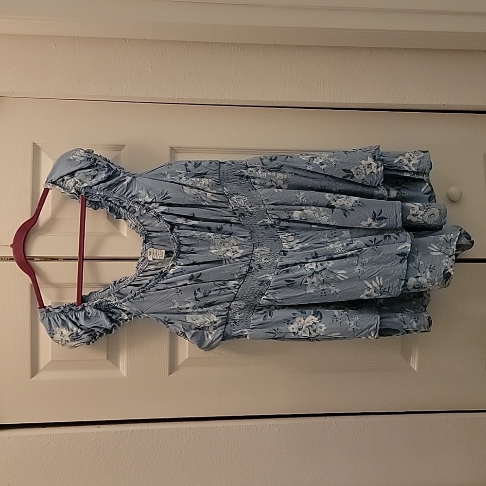 Rue+ romper-pale blue floral print - Size 3X